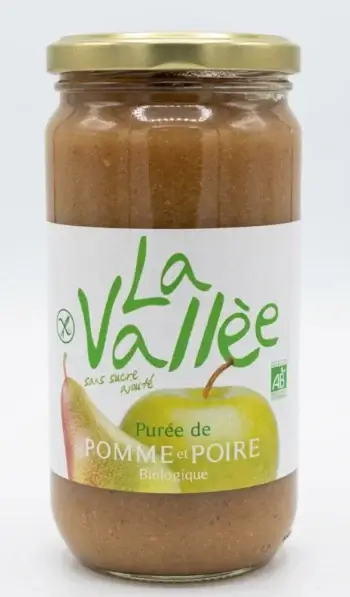 Purée de pomme poire sans sucres ajoutés bio