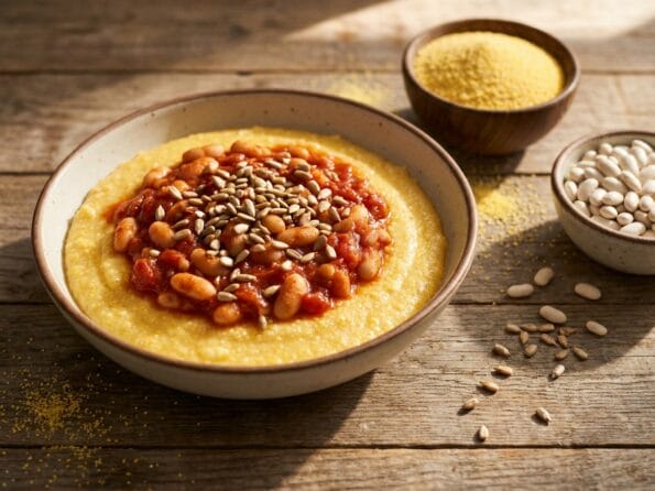 Polenta Crémeuse aux Haricots Blancs Fondants & Sauce Tomate Bio